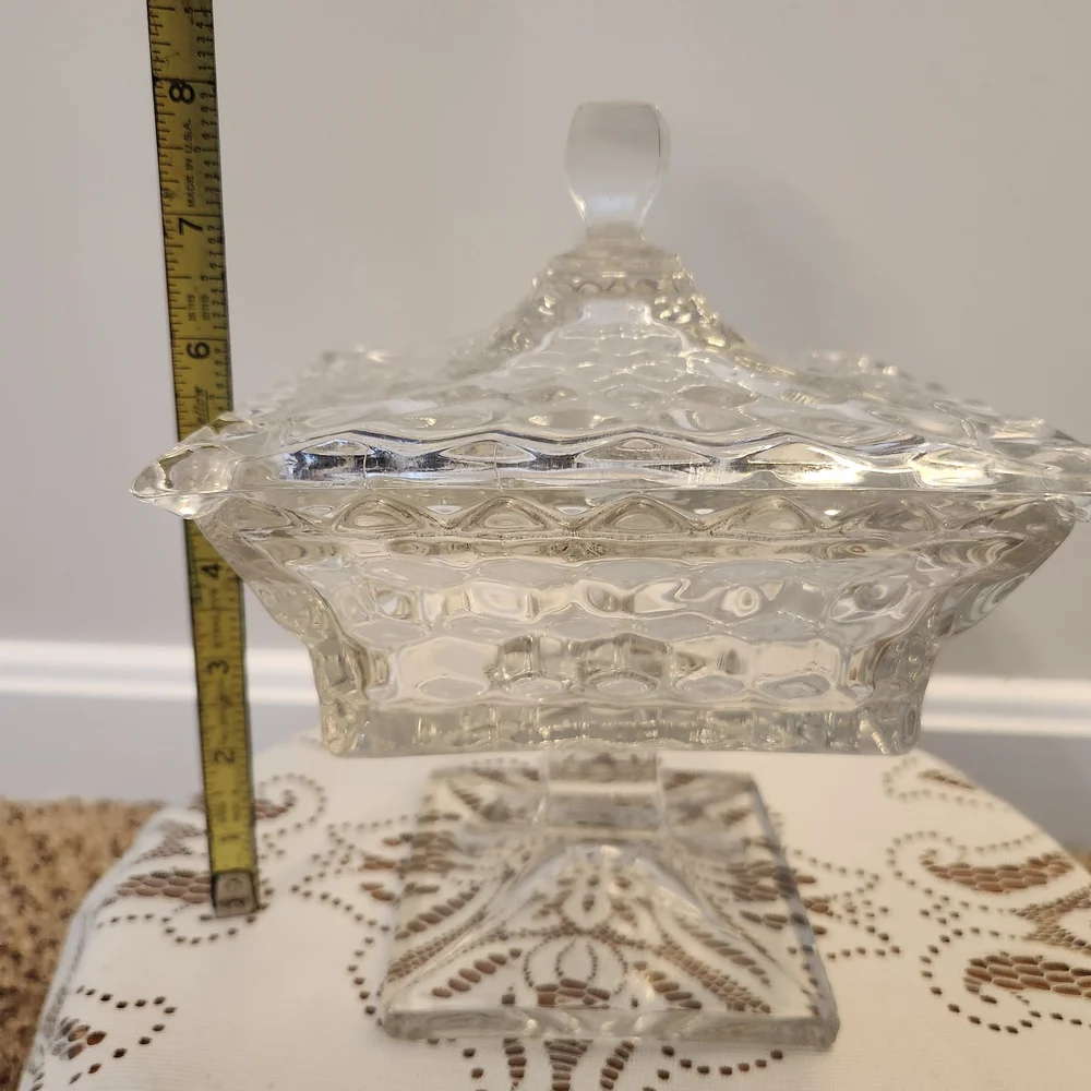 VTG Fostoria American Clear Wedding Bowl With Lid /Candy Dish/Compote HEAVY! - Picture 15 of 16